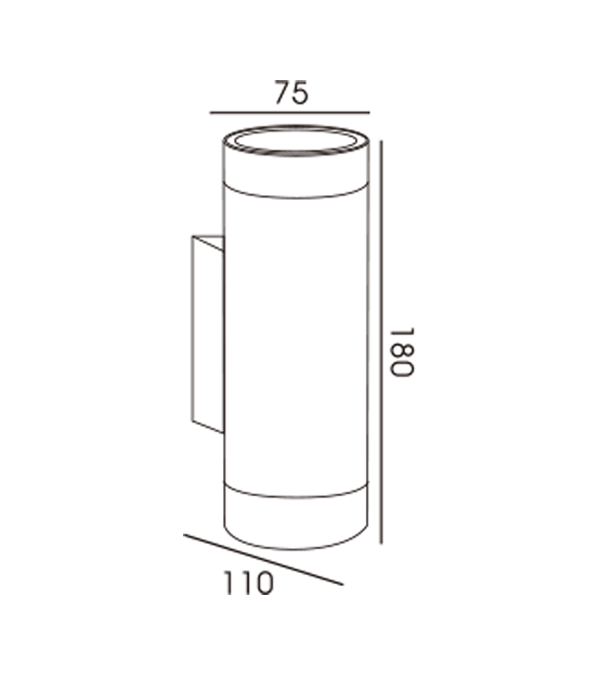 75 Lampa Balla Dhá Bhealach Feadán Alúmanam Babhta HR60274 75 Lampa Balla Dhá Bhealach Feadán Alúmanam Babhta HR60274