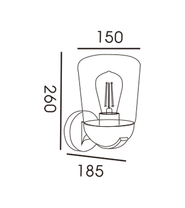 Lampa Balla Ionduchtúcháin le Clúdach Gloine Barr Maol HR60112S Lampa Balla Ionduchtúcháin le Clúdach Gloine Barr Maol HR60112S