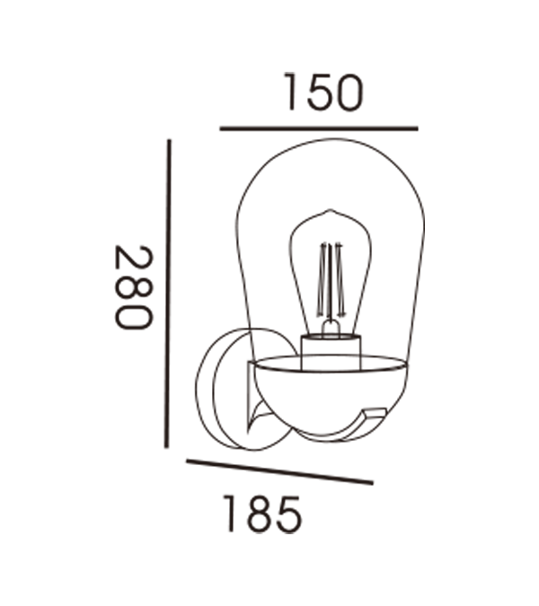 Lampa Balla Ionduchtúcháin Hood Head Glass Rocket HR60111S Lampa Balla Ionduchtúcháin Hood Head Glass Rocket HR60111S