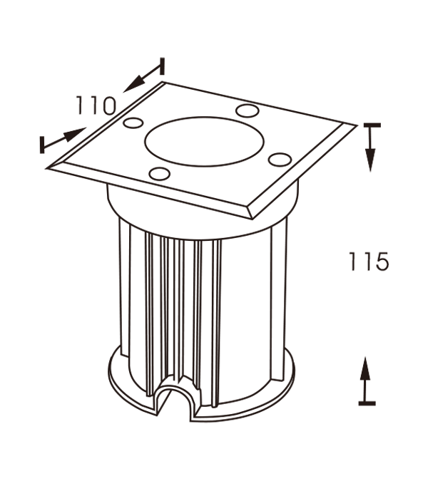110 Lampa Adhlactha Cearnóg HR20023 110 Lampa Adhlactha Cearnóg HR20023